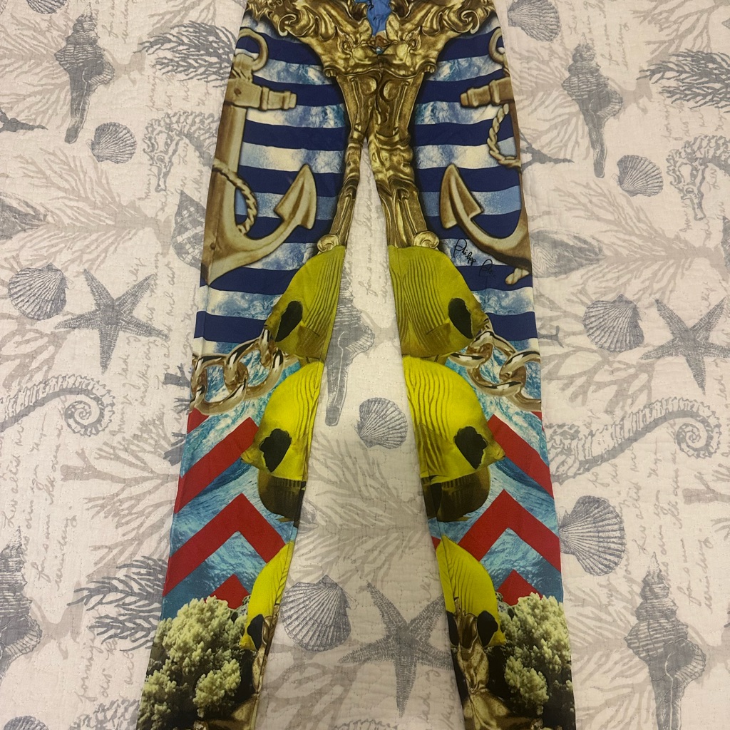 Philipp Plein Gold And Blue Nautical Kids Leggings